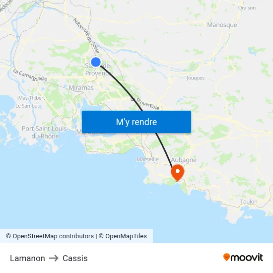 Lamanon to Cassis map