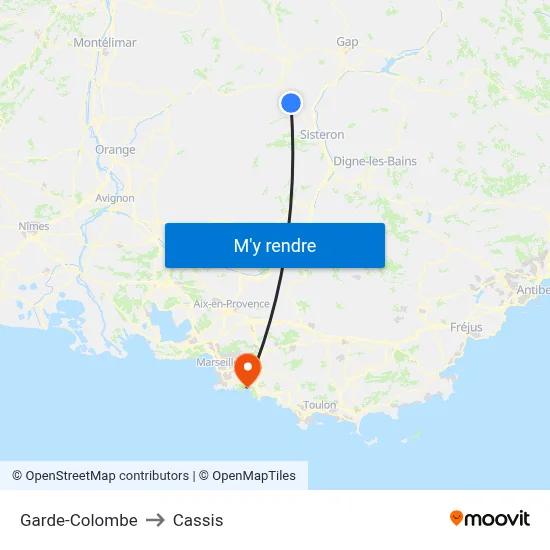 Garde-Colombe to Cassis map