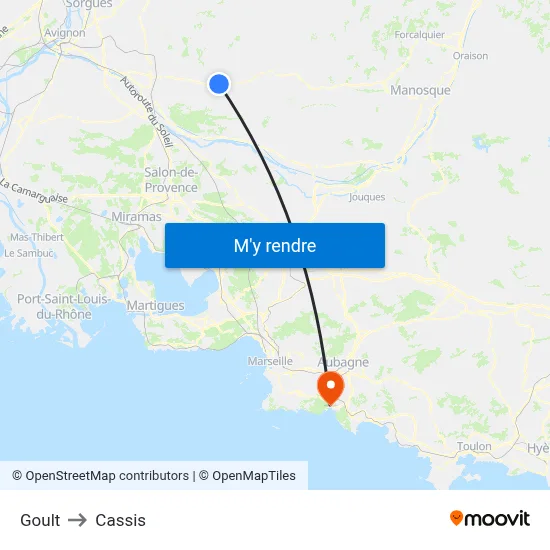 Goult to Cassis map