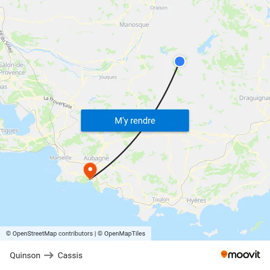 Quinson to Cassis map