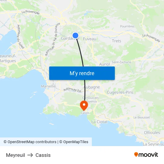 Meyreuil to Cassis map