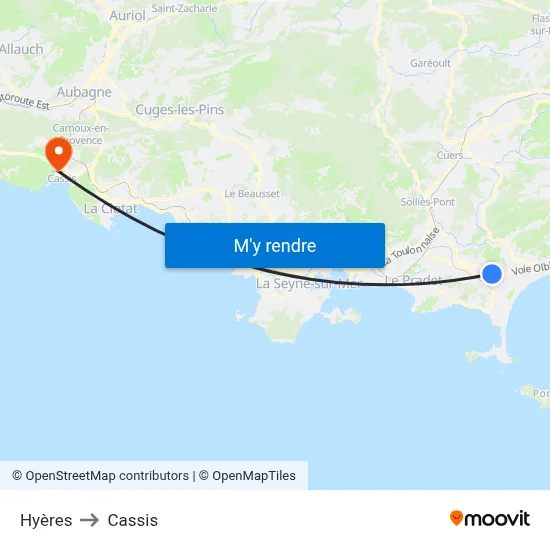 Hyères to Cassis map