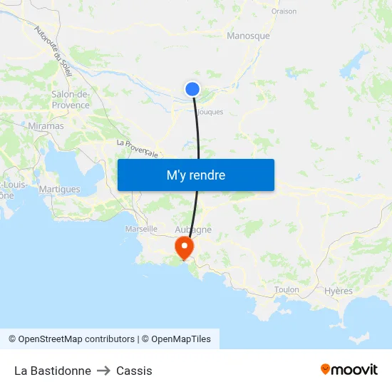 La Bastidonne to Cassis map
