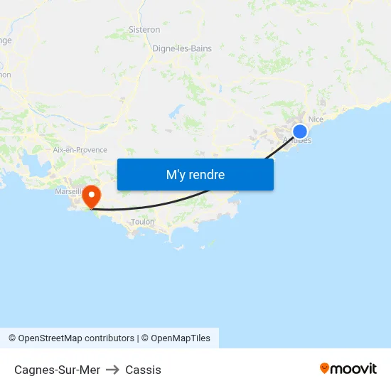 Cagnes-Sur-Mer to Cassis map