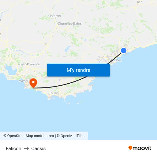 Falicon to Cassis map