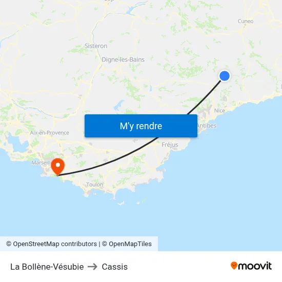La Bollène-Vésubie to Cassis map