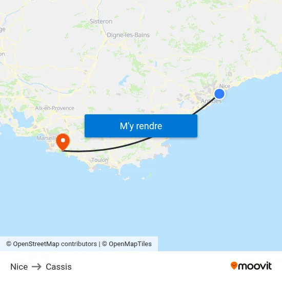 Nice to Cassis map