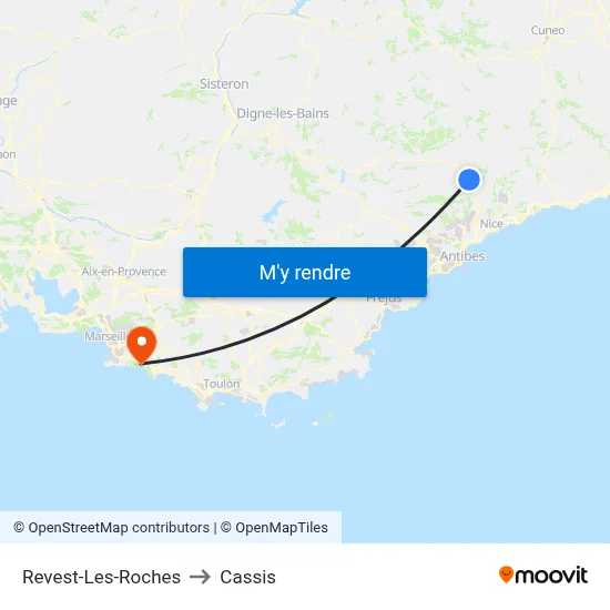 Revest-Les-Roches to Cassis map