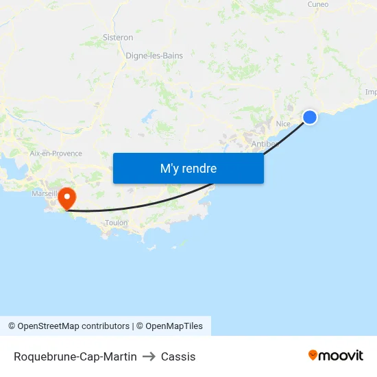 Roquebrune-Cap-Martin to Cassis map