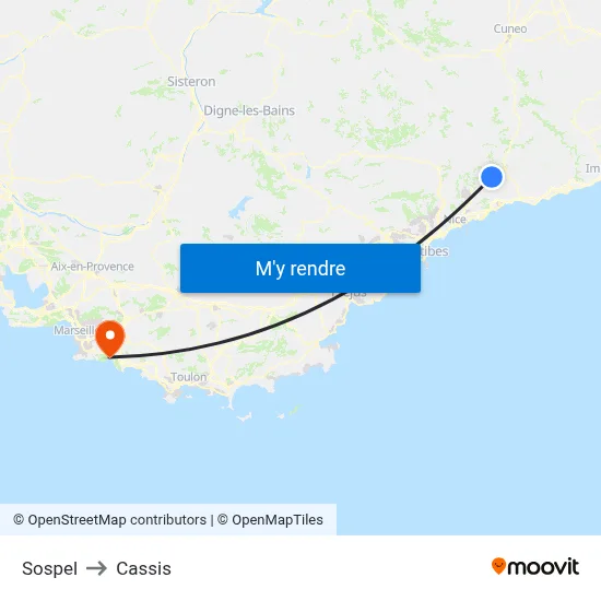 Sospel to Cassis map