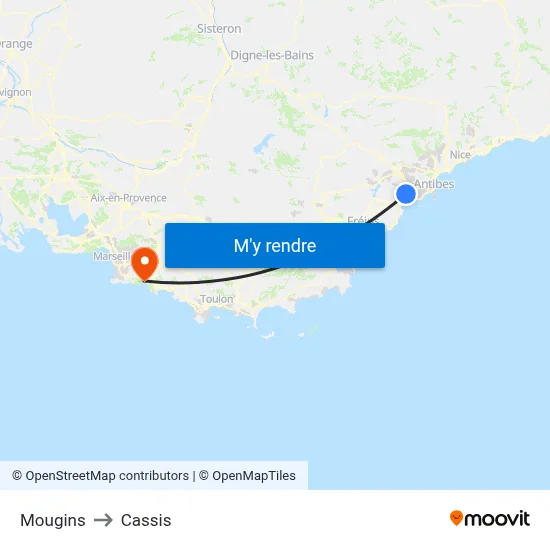 Mougins to Cassis map
