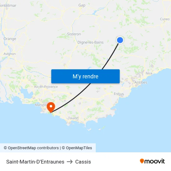 Saint-Martin-D'Entraunes to Cassis map