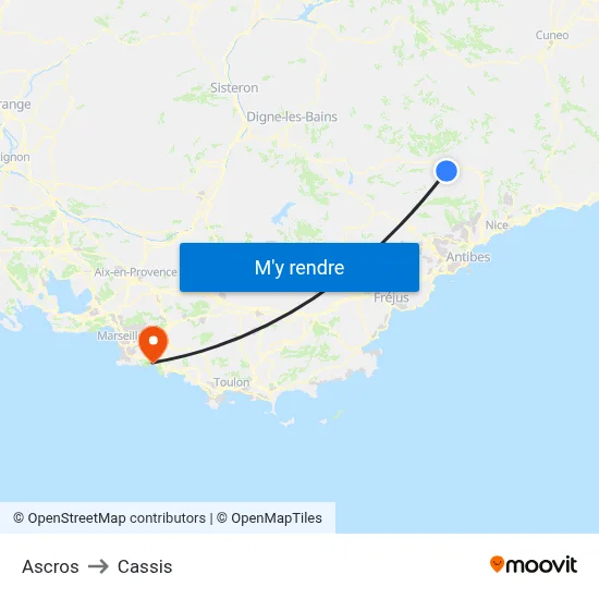 Ascros to Cassis map