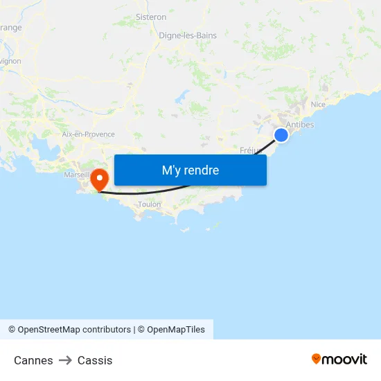 Cannes to Cassis map