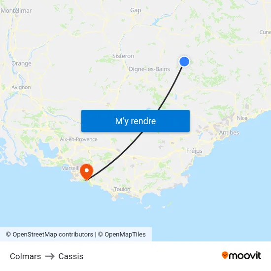 Colmars to Cassis map