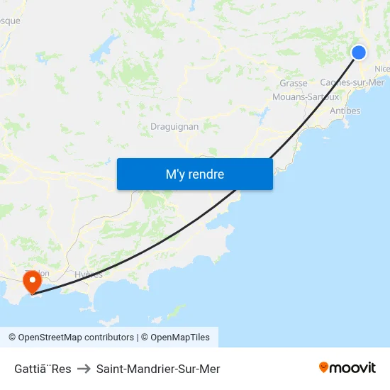 Gattiã¨Res to Saint-Mandrier-Sur-Mer map