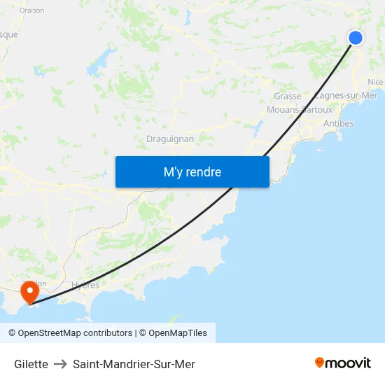 Gilette to Saint-Mandrier-Sur-Mer map