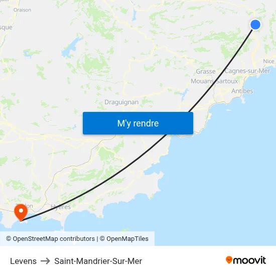 Levens to Saint-Mandrier-Sur-Mer map
