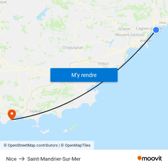 Nice to Saint-Mandrier-Sur-Mer map