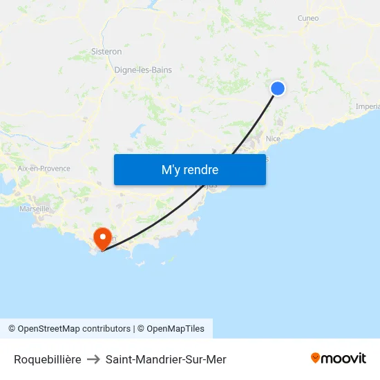 Roquebillière to Saint-Mandrier-Sur-Mer map