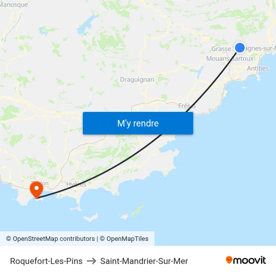 Roquefort-Les-Pins to Saint-Mandrier-Sur-Mer map