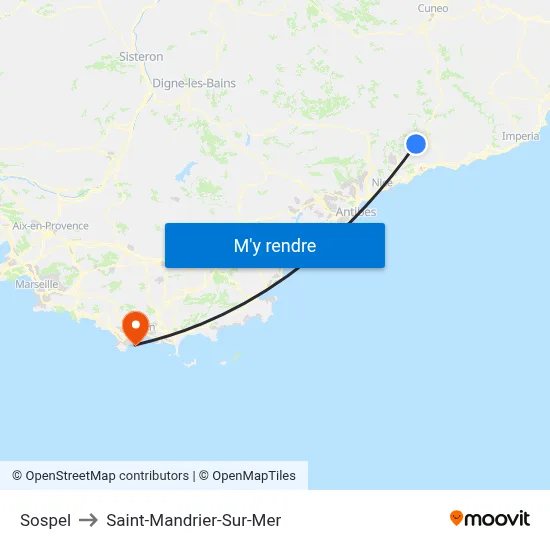 Sospel to Saint-Mandrier-Sur-Mer map