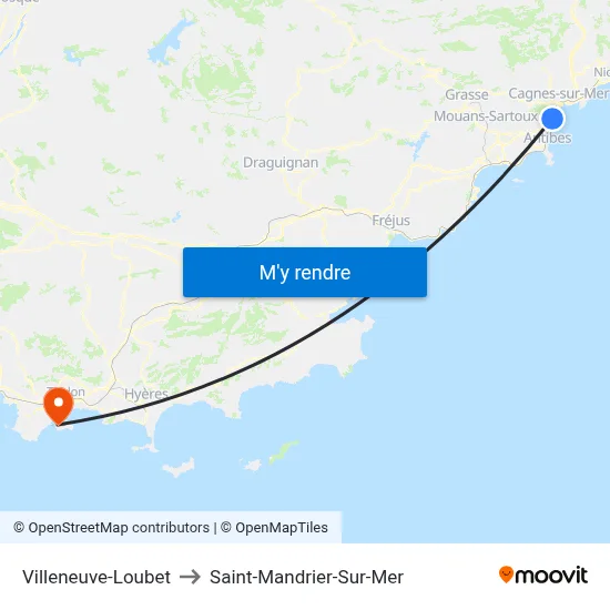 Villeneuve-Loubet to Saint-Mandrier-Sur-Mer map