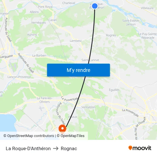La Roque-D'Anthéron to Rognac map