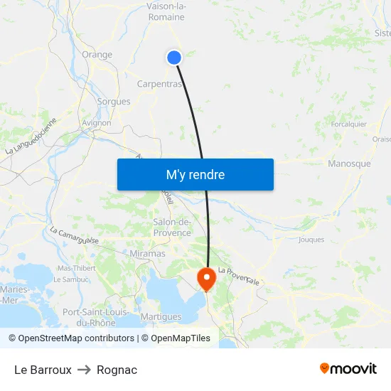 Le Barroux to Rognac map