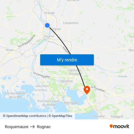 Roquemaure to Rognac map