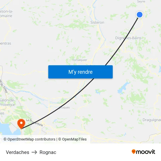 Verdaches to Rognac map