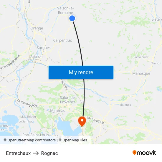 Entrechaux to Rognac map