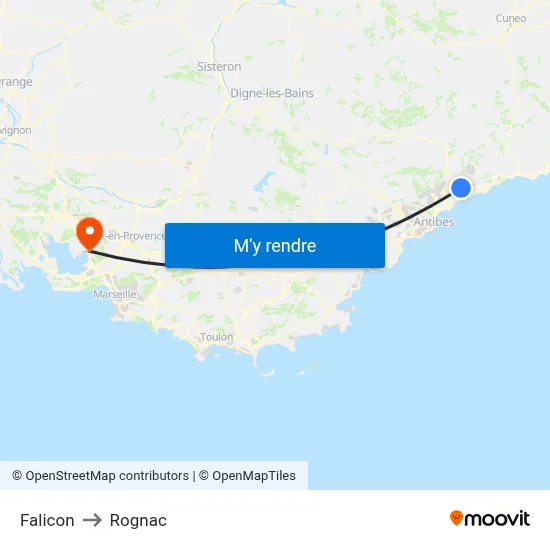 Falicon to Rognac map