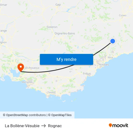 La Bollène-Vésubie to Rognac map