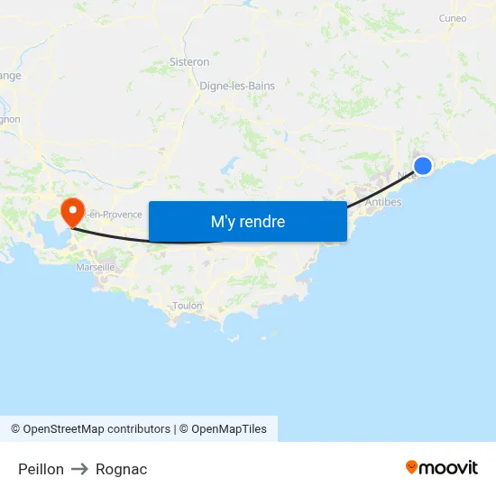 Peillon to Rognac map