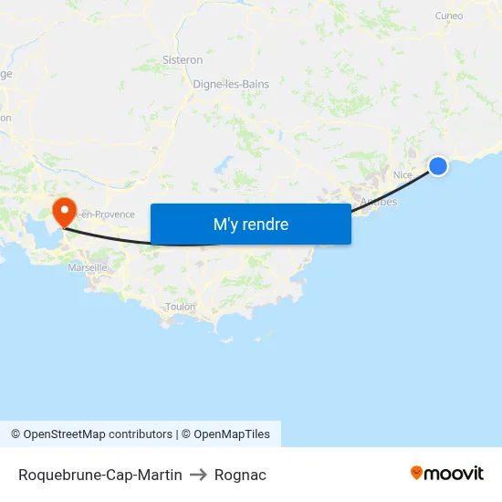 Roquebrune-Cap-Martin to Rognac map