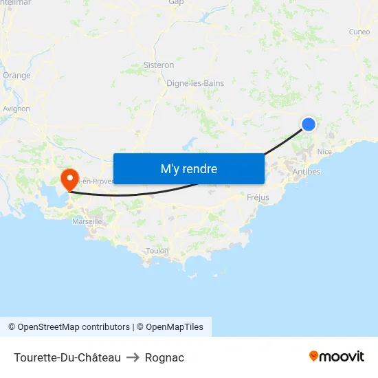 Tourette-Du-Château to Rognac map