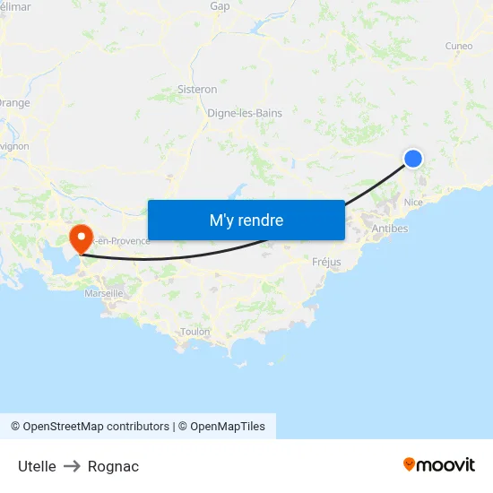 Utelle to Rognac map