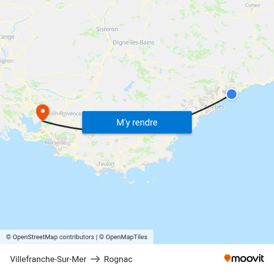 Villefranche-Sur-Mer to Rognac map