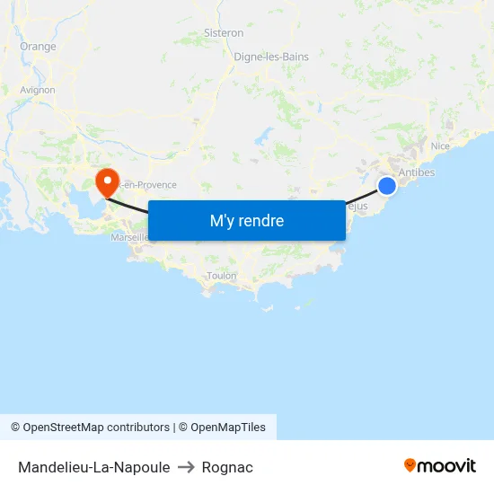 Mandelieu-La-Napoule to Rognac map