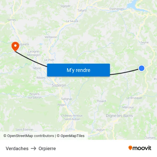 Verdaches to Orpierre map