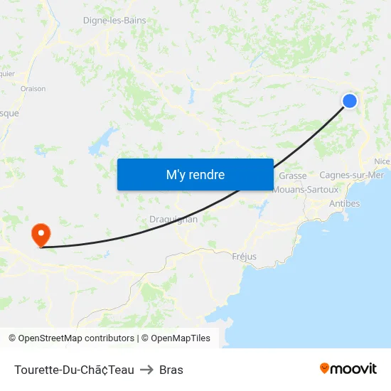 Tourette-Du-Chã¢Teau to Bras map