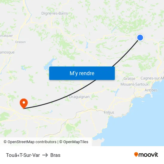 Touã«T-Sur-Var to Bras map