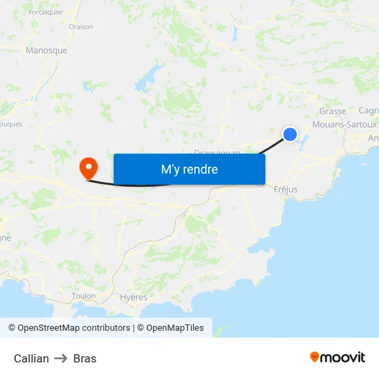 Callian to Bras map