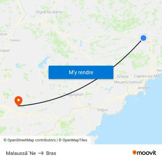 Malaussã¨Ne to Bras map