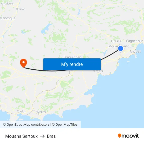 Mouans Sartoux to Bras map