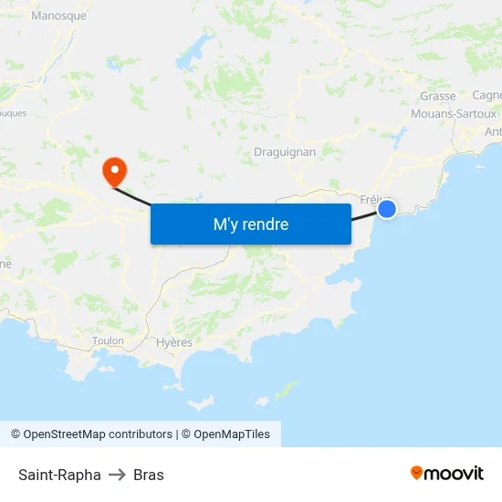 Saint-Rapha to Bras map