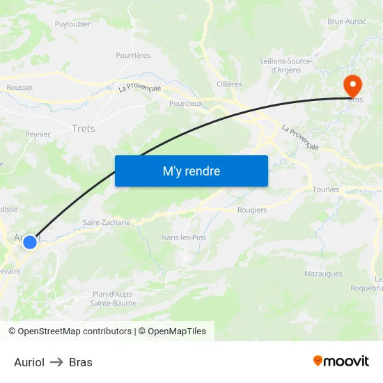 Auriol to Bras map