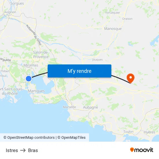 Istres to Bras map