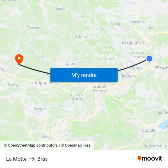 La Motte to Bras map